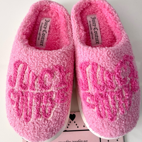 Juicy Couture Fuzzy Pink Slippers - Picture 2 of 5